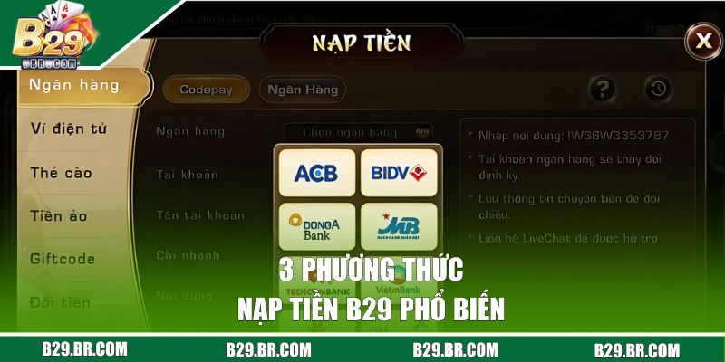 Nạp Tiền B29 - 3 Phương Thức Giao Dịch Nhanh Trong 5 Phút 2 3 cách đầu tư vốn phổ biến
